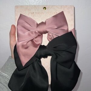Pink and Black Hair Bows